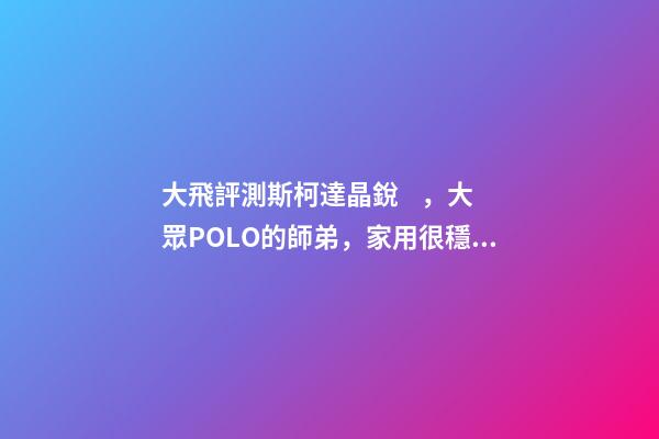 大飛評測斯柯達晶銳，大眾POLO的師弟，家用很穩(wěn)定